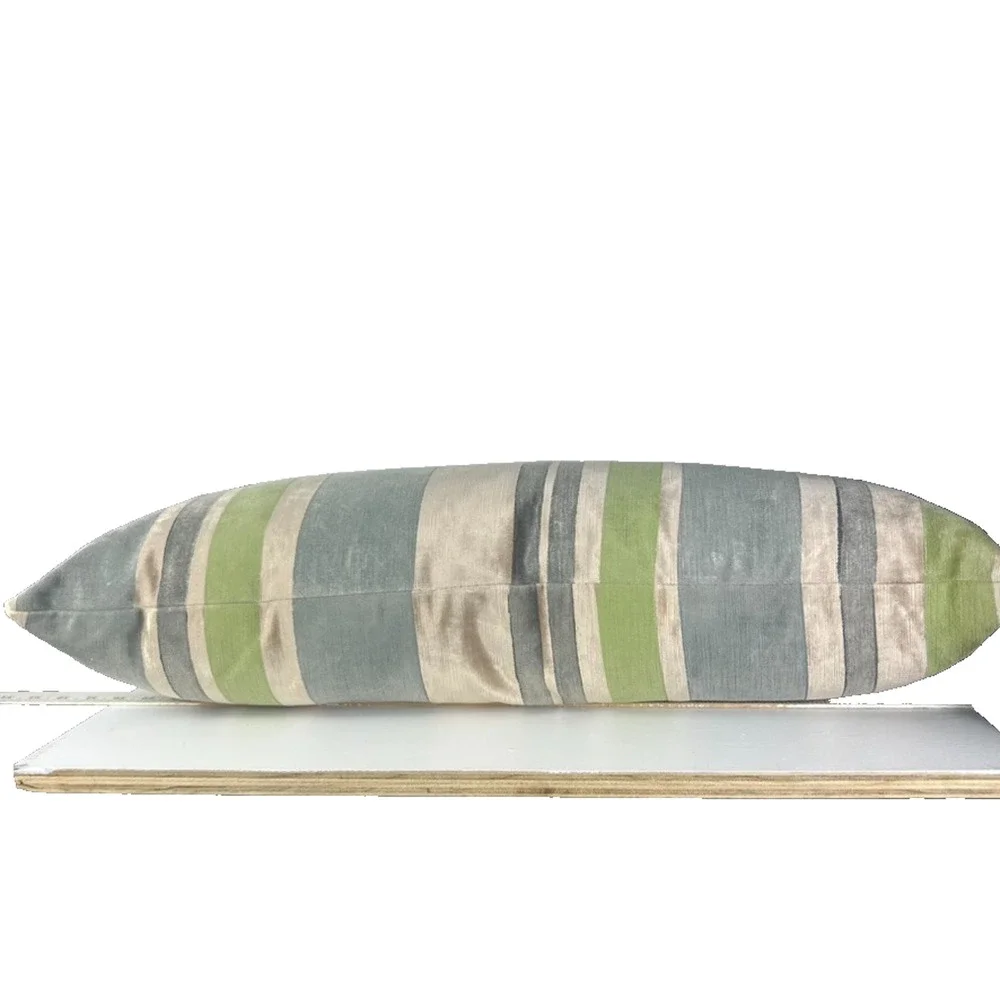 Galbraith and Paul Pillow Hand Block 30X13 Multi stripe Mist/Citron Velvet Down